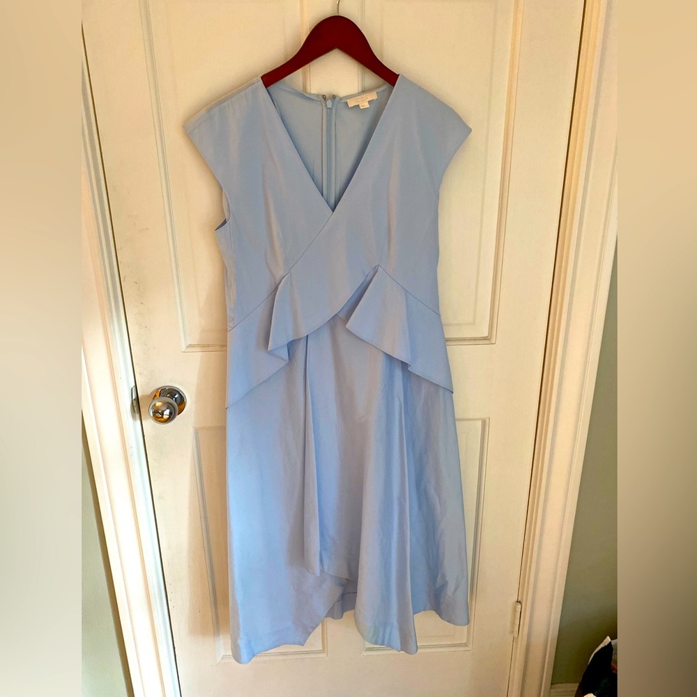 COS light blue ruffle midi dress